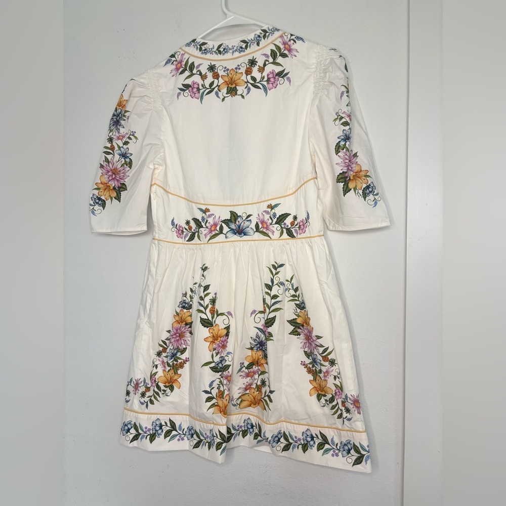 Farm Rio NWT SWEET BLOOM DREAMSCAPE OFF WHITE MINI DRESS SZ MEDIUM - Picture 9 of 11